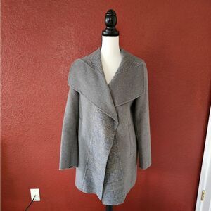 TAHARI Stylish Gray Wrap Coat